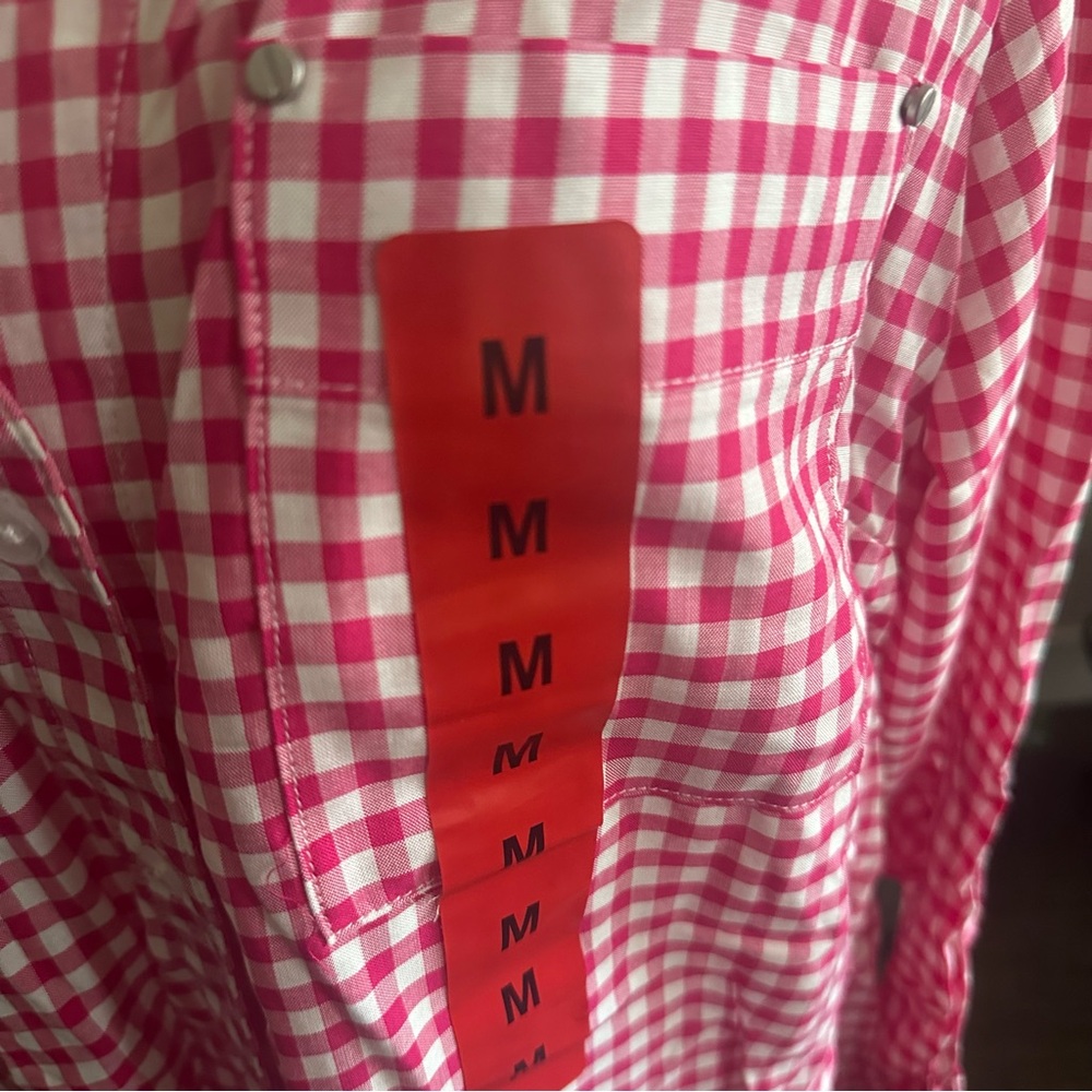 Jones New York || baby pink gingham tie front button down blouse - Picture 2 of 8